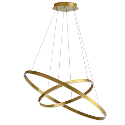 Dainolite Circulo Chandelier 97w Aged Brass White Acrylic Diffuser Lamp|Lustre Circulo de Dainolite en acrylique blanc qui diffuse la lumière, avec fini laiton vieilli et ampoule de 97 W