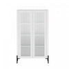 Armoire bibliotheque moderne Abbey 32\" en verre trempe blanc (4 etageres)