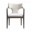 Fauteuil Eloria style moderne du milieu du siecle en bois et chenille creme