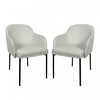 Fauteuil contemporain Loft en cuir vegetalien avec accoudoirs en metal, gris pierre - Lot de 2