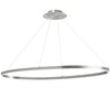 Lustre horizontal Circulo de Dainolite en silicone blanc qui diffuse la lumière, avec fini argenté et ampoule de 63 W