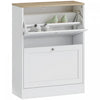 HOMCOM Armoire a chaussures, 2 tiroirs rabattable, etageres reglables Blanc