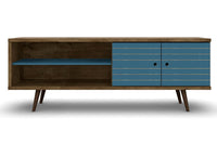 Meuble pour téléviseur Liberty de Manhattan Comfort de 62,99 po de style moderne du milieu du 20e siècle avec 3 tablettes et 2 portes - brun rustique