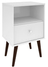 Table de nuit Liberty de Manhattan Comfort de style moderne du milieu du 20e siècle avec compartiment et tiroir - blanche