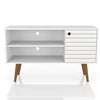 Meuble pour téléviseur Liberty de Manhattan Comfort de 42,52 po de style moderne du milieu du 20e siècle avec 2 tablettes et 1 porte - blanc et jaune