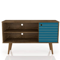 Meuble pour téléviseur Liberty de Manhattan Comfort de 42,52 po de style moderne du milieu du 20e siècle avec 2 tablettes et 1 porte - brun rustique