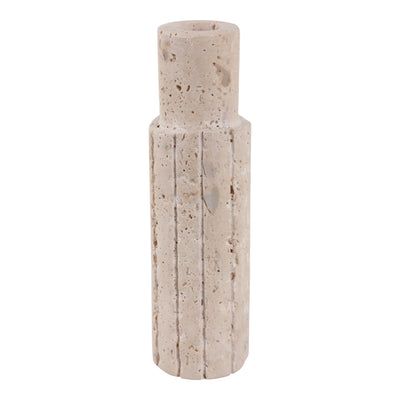 7" x 2" Raw Edge Travertine Taper Holder - Tan | Bougeoir de 7 po x 2 po en travertin à bord brut - tan