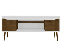 Meuble pour téléviseur Bradley de Manhattan Comfort de 62,99 po avec 2 tablettes multimédias et 2 tablettes de rangement - blanc