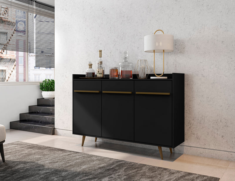 Buffet Bradley de Manhattan Comfort de 53,54 po avec 4 tablettes - noir