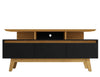Meuble pour téléviseur Yonkers de Manhattan Comfort de 62,99 po avec pattes en bois massif et 6 compartiments de rangement multimédia - noir et cannelle