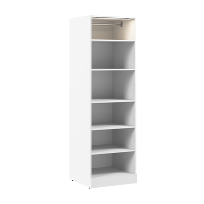 Bestar Florence 25" Modular Reach-In/Walk-In Closet System with LED Light and Shelves - White|Système de garder-robe et pièce-penderie modulaire Florence de Bestar de 25 po avec éclairage à DEL et tablettes - blanc