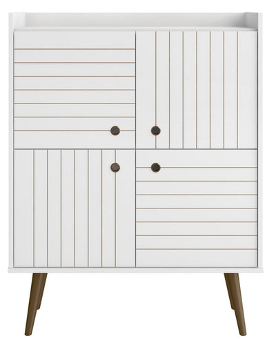 Manhattan Comfort Bogart Mid-Century Modern Accent Cabinet - White & Natural|Armoire décorative Bogart de Manhattan Comfort de style moderne du milieu du 20e siècle - blanche et naturelle