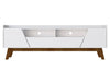 Meuble pour téléviseur Marcus de Manhattan Comfort de 70,86 po de style moderne du milieu du 20e siècle avec pattes en bois massif - blanc