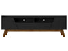 Meuble pour téléviseur Marcus de Manhattan Comfort de 70,86 po de style moderne du milieu du 20e siècle avec pattes en bois massif - noir mat