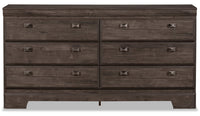 Commode Yorkdale de 61,4 po (L) x 32,3 po (H) à 6 tiroirs pour la chambre à coucher, fabriquée au Canada - grise