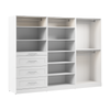 Système de pièce-penderie modulaire Florence de Bestar de 107 po avec éclairages à DEL, tringles, tablettes et tiroirs de style Shaker - blanc