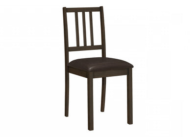 Dining Chair Set of 2 Kitchen Dining Room Brown Leather-Look Brown Wood Legs Transitional|Ensemble de 2 chaises de salle à manger de style transitionnel avec apparence cuir brun et pattes en bois brun pour la cuisine et la salle à manger