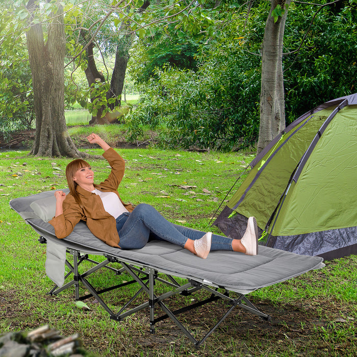 Outsunny Lit De Camping Pliant Pour Adultes Avec Coussin De Matelas Gris Clair
