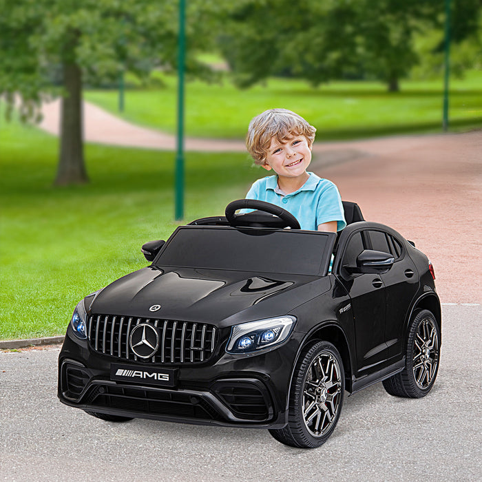 Voiture Jouet Pour Enfants Aosom 12v Avec Telecommande, Coupe Mercedes Benz Amg Glc63s, 2 Vitesses, Avec Musique, Lumiere Electrique, Noir