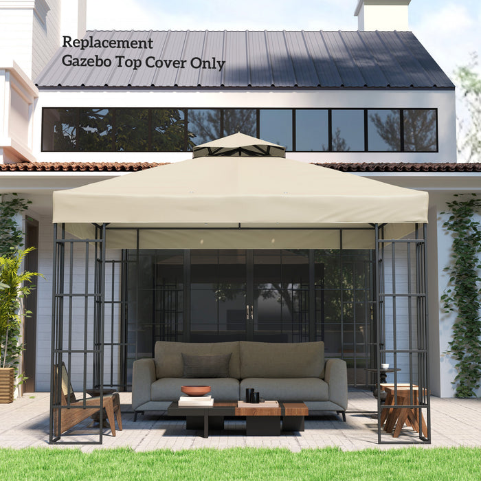 Outsunny Couverture De Remplacement Pour Gazebo A Deux Etages, Upf30+ Creme