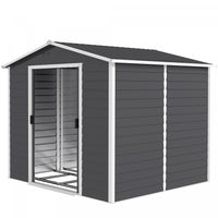 Outsunny Abri De Jardin 8'x7' Avec Serrure Et Cadre De Sol, Gris Clair