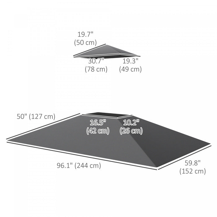 Outsunny Auvent De Remplacement Pour Tonnelle, Toit De Tonnelle 5'x8', Gris