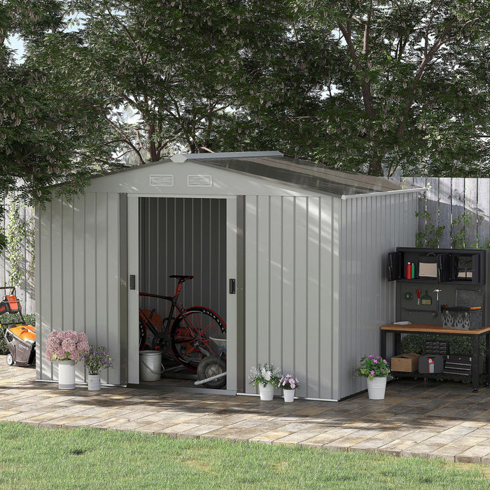 Outsunny Abri De Rangement En Metal 9' X 6', Maison A Outils De Jardin