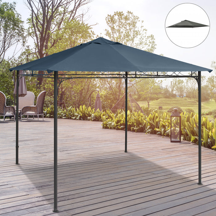 Outsunny 10' X 10' Toile De Rechange Pour Pavillon Tonnelle Tente Toit De Remplacement Gazebo De Jardin Tissu Polyester Haute Densite Anti-uv Gris