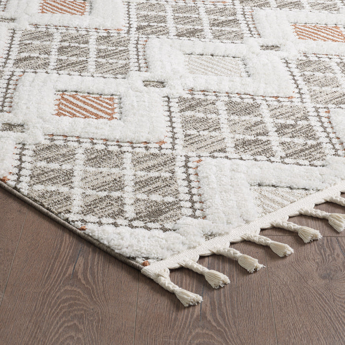 Carpette à poil long Quinto Twinkle orange - 7 pi 7 po x 10 pi