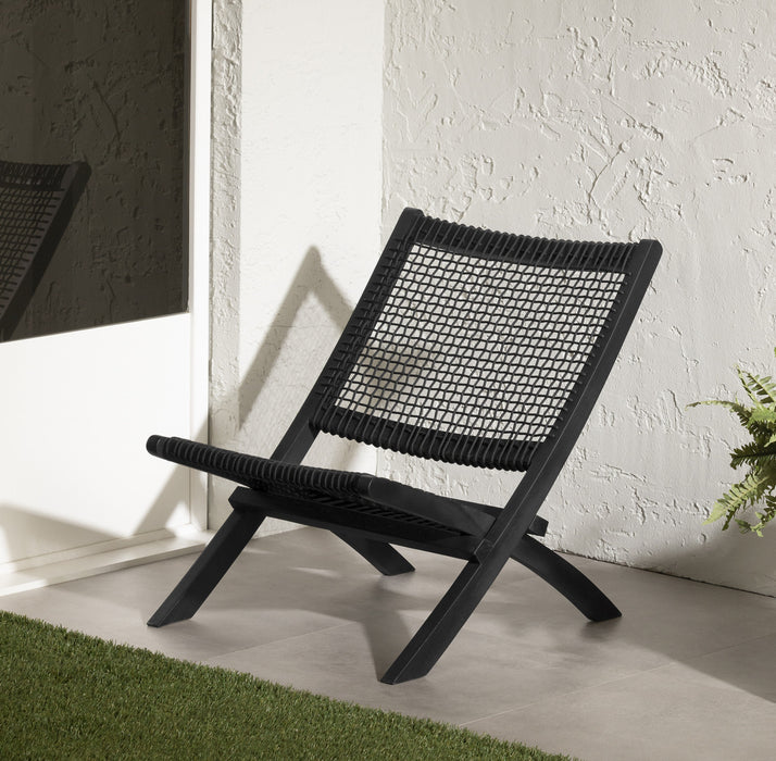 Fauteuil de détente Agave en bois et en corde tressée - noir