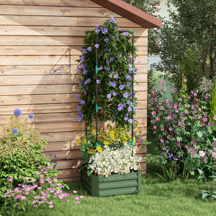 Outsunny Lit De Jardin Sureleve Galvanise Avec 4-tier Treillis Tomate