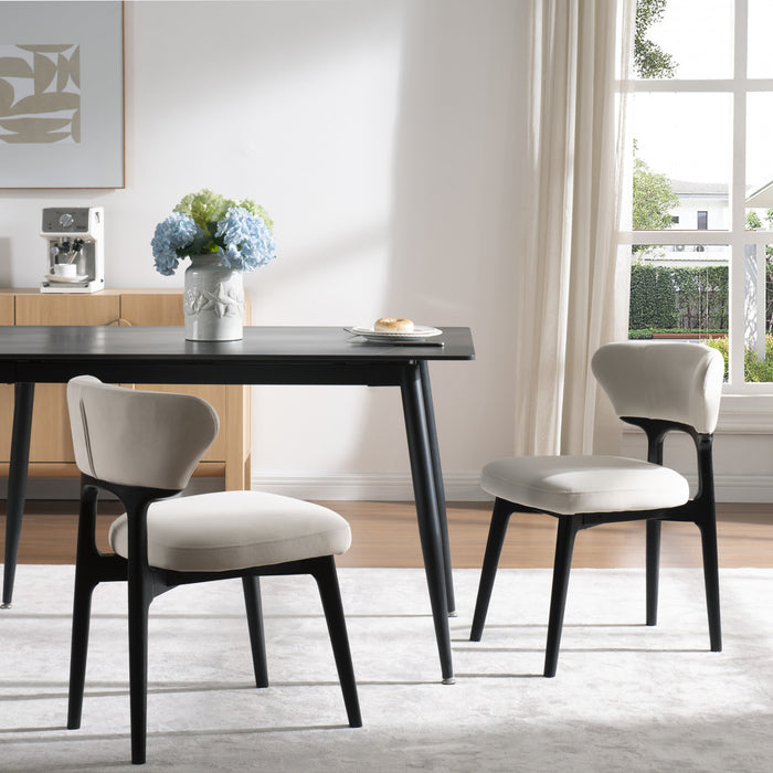 Susie Chaises De Salle A Manger En Bois, Lot De 2, Chaises Laterales Tapisees En Tissu Avec Pieds En Bois, Beige