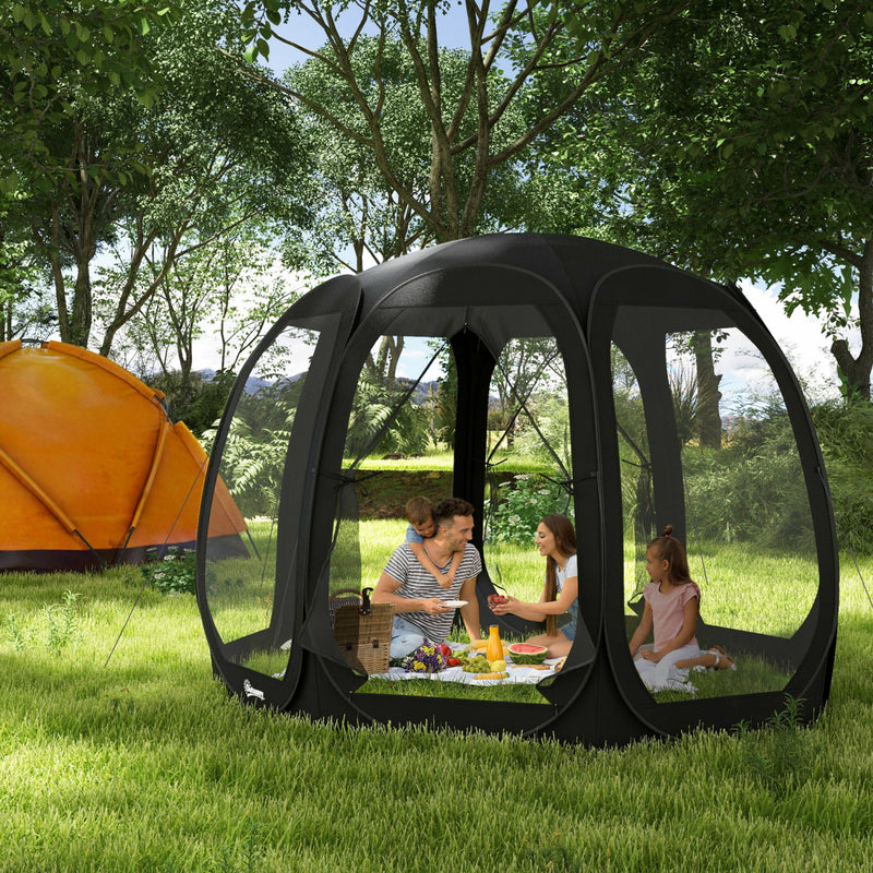 tente moustiquaire extérieur Outsunny Tente Moustiquaire , Tonnelle Escamotable Avec 2 Portes, Noir