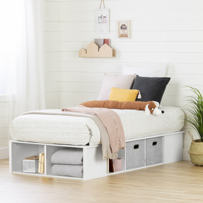 Flexible Lit Plateforme Avec Paniers - Blanc Solide