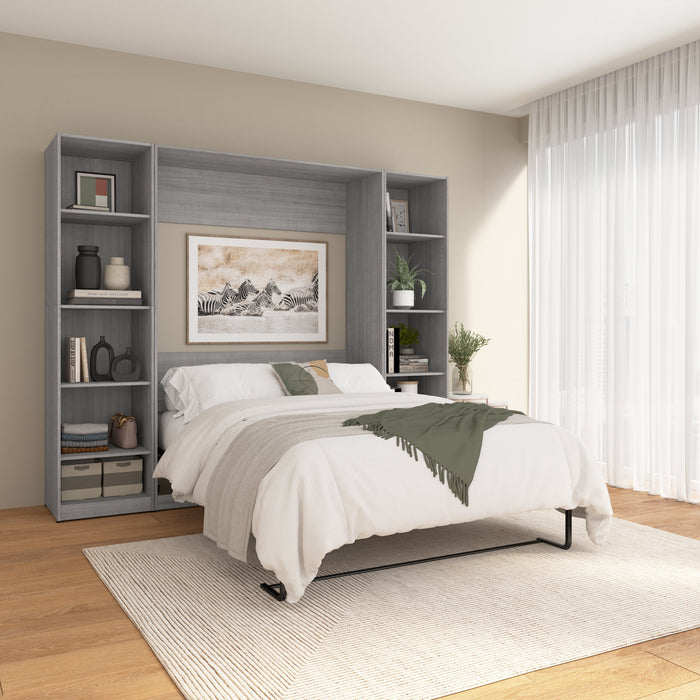 Lit double escamotable Claremont de Bestar à 10 tablettes - gris platine