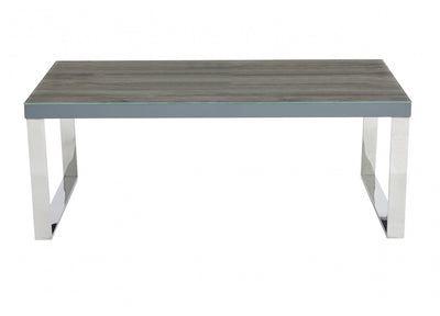 Sylph Coffee Table, Faux Wood & Stainless Steel | Table basse Sylph avec finition faux bois et acier inoxydable