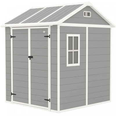 Outsunny 6' X 6' Outdoor Storage Shed, Resin Shed With Floor, Window|Outsunny Remise De Rangement Exterieure, Remise En Resine Avec Sol, Fenetre