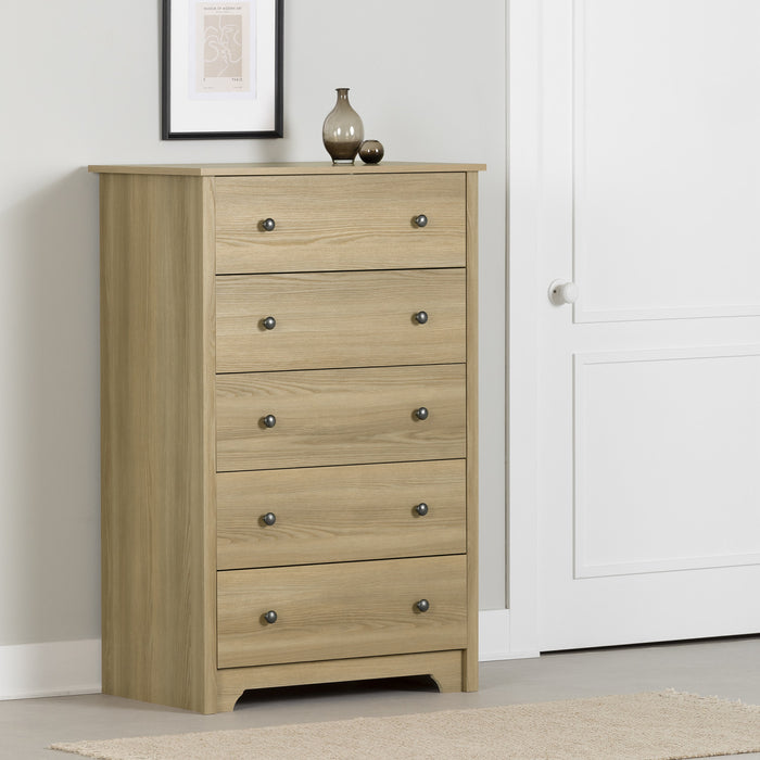 Commode verticale Vito à 5 tiroirs - frêne naturel
