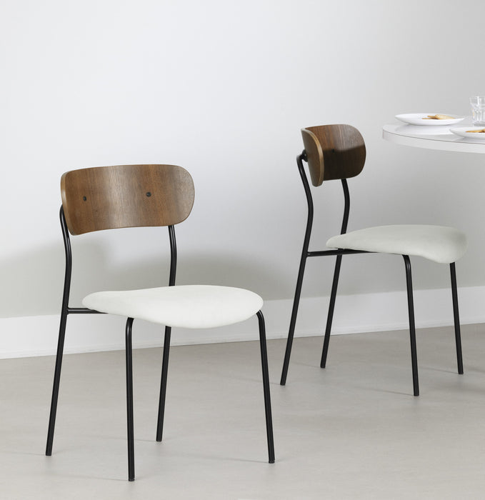 Chaise de salle à manger Hype crème et brune - ensemble de 2