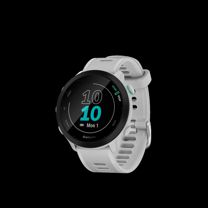 Garmin Forerunner® 55 Montre De Course Gps Intelligente - Suivi Des Sports Et De La Condition Physique, Resistant A L'eau - Blanc