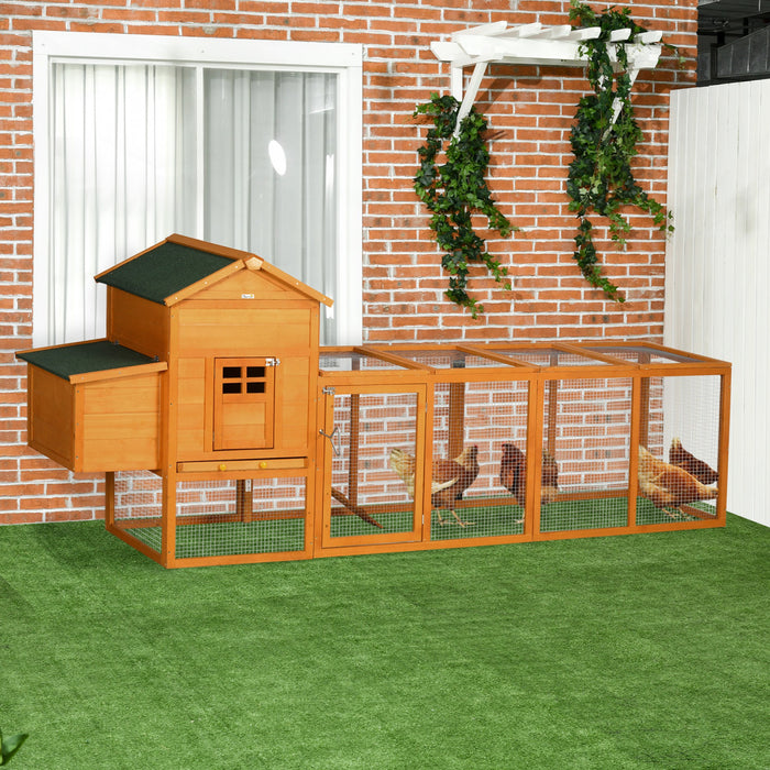 Pawhut Poulailler Extra Large 117\" Avec Toit En Asphalte, Poulailler En Bois Avec Plateau Coulissant, Clapier A Caille Avec Nichoir, Orange