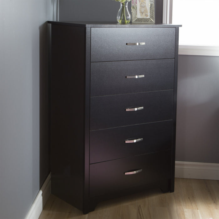 Fusion Commode 5 Tiroirs - Noir Solide