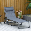 Chaise Longue D'exterieur Outsunny, Chaise Longue Pliante, Grise