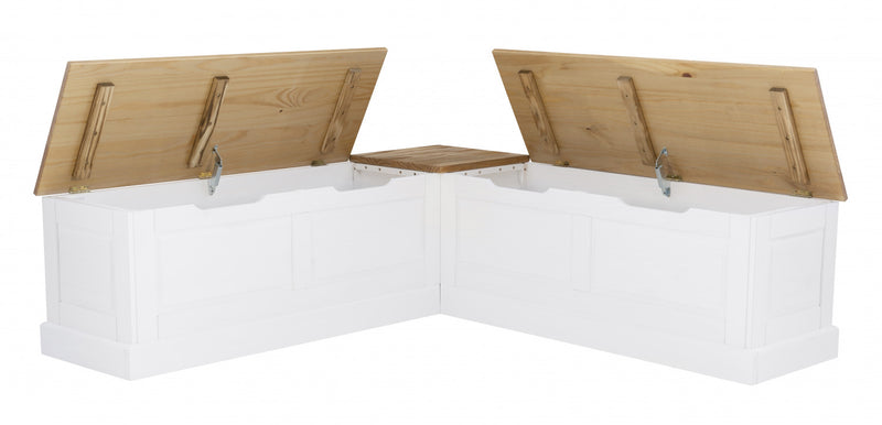 Banc de salle à manger en coin Tobin sans dossier - naturel et blanc