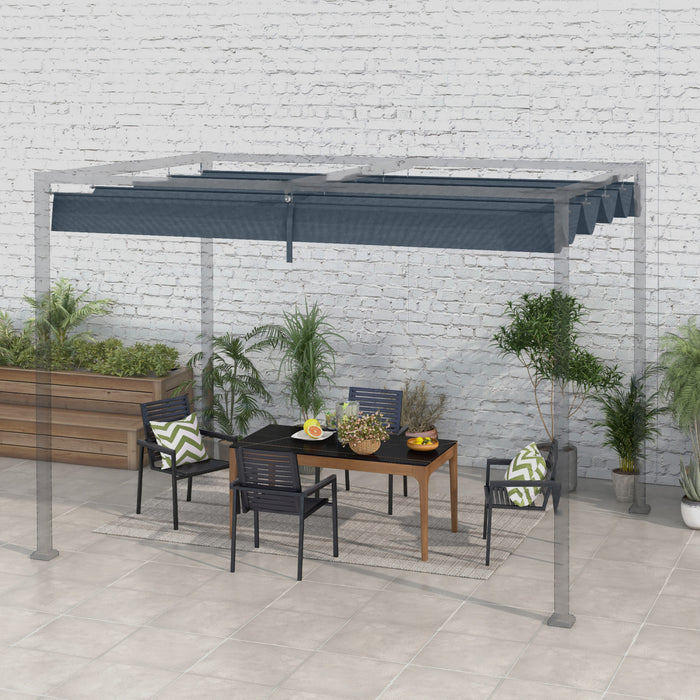 Outsunny Toit De Pergola Retractable, Couverture Pare-soleil De 9,8' X 7,1'