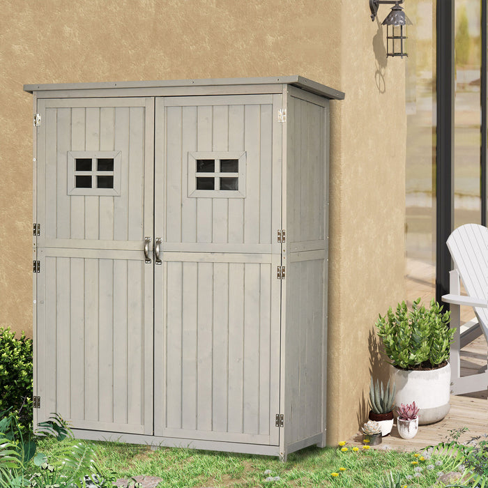 Outsunny 4'x1.5' Armoire A Outils En Bois Pour Abri De Jardin Fenetres