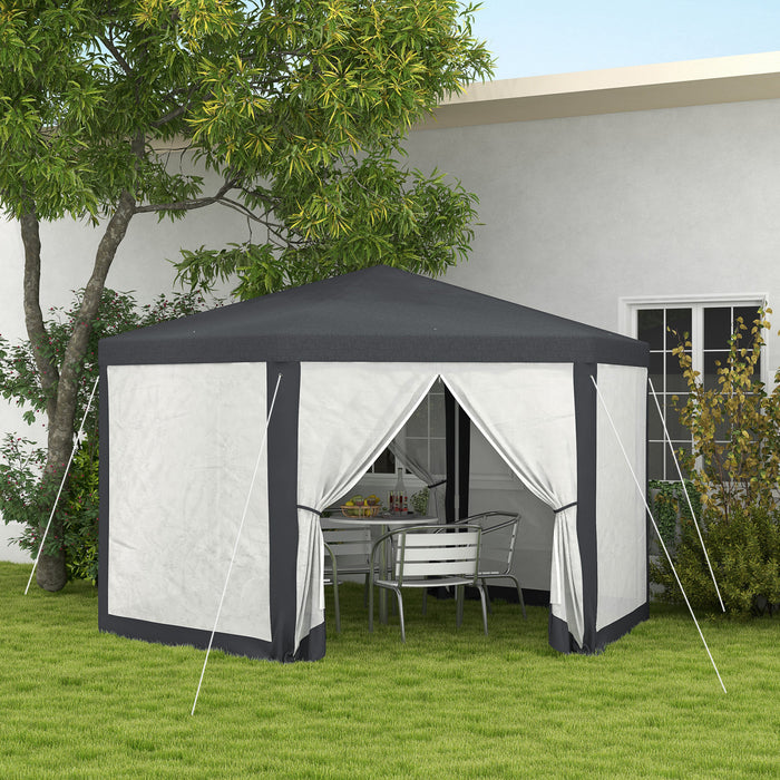 Outsunny Tente Tonnelle De Patio Hexagonale, Gris Fonce