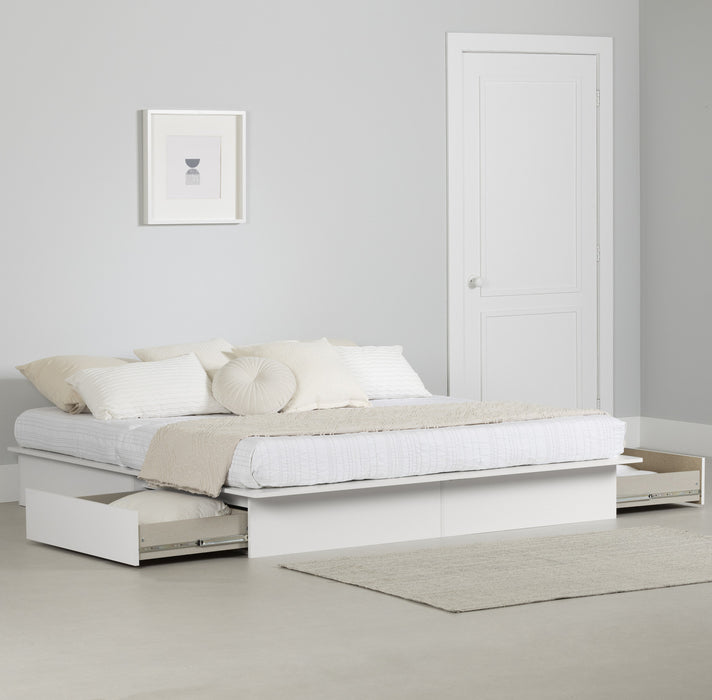 Step One Lit Plateforme Avec Tiroirs - Blanc Solide