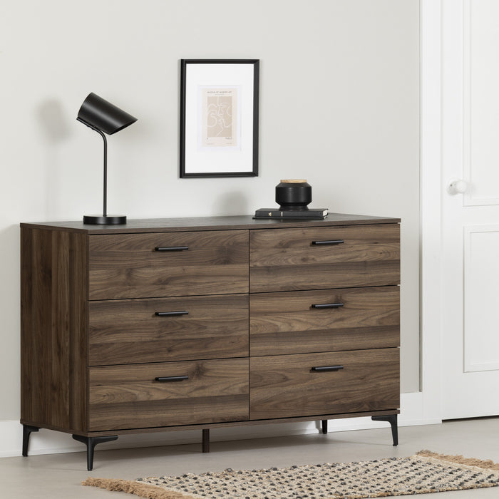Commode Musano à 6 tiroirs - noyer naturel