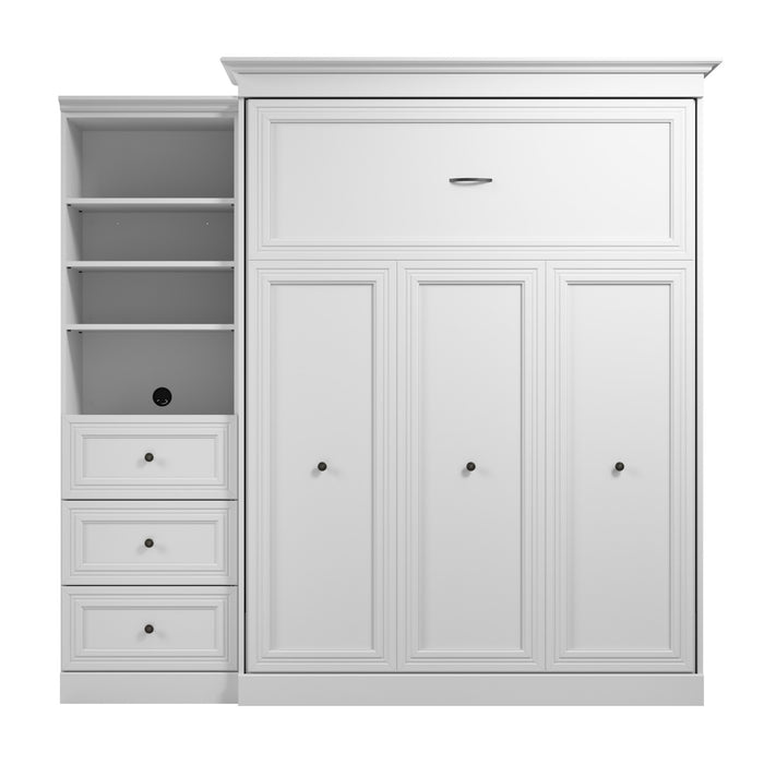 Grand lit escamotable Versatile de Bestar de 92 po (L) avec organisateur de garde-robe et tiroirs - blanc